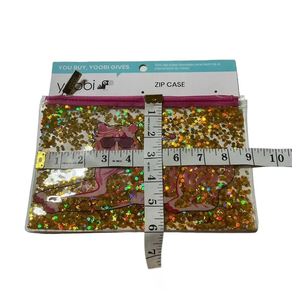 Yoobi Zip Case New Pink Tiger Floating Stars Multi Use Zipper Pouch Make Up Bag